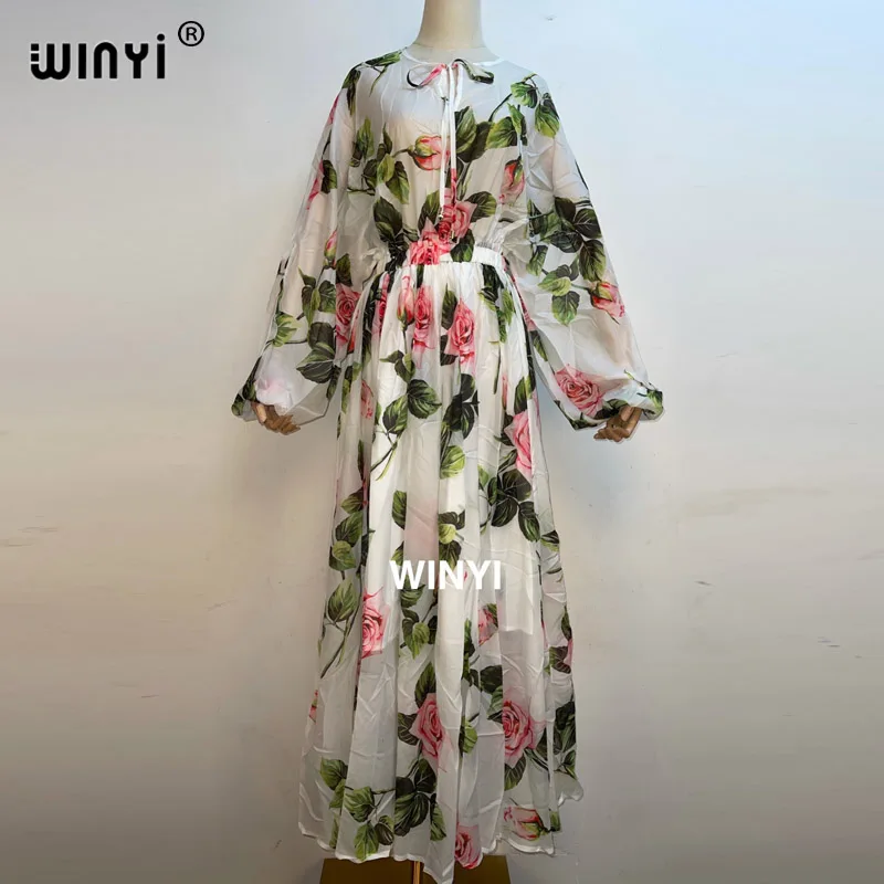 Summer Fashion Runway Boho Maxi Dresses Women's Long Sleeve Bow Neck Elastic Waist Print Holiday Elegant Party Long Dress WINYI
Summer Fashion Runway Boho Maxi Dresses Women's Long Sleeve Bow Neck Elastic Waist Print Holiday Elegant Party Long Dress WINYI