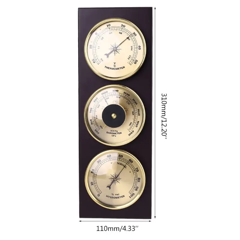 3Pcs/Set Thermometer Barometer Hygrometer Weather Station with Wooden Frame Base Ornaments 31cm x 11cm 
3Pcs/Set Thermometer Barometer Hygrometer Weather Station with Wooden Frame Base Ornaments 31cm x 11cm