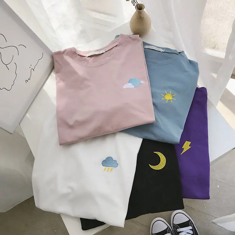 Женская свободная футболка в Корейском стиле Харадзюку Kawaii Unif Graphic женская