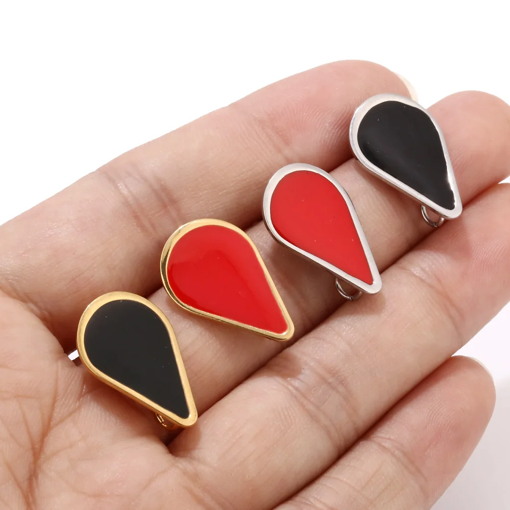 6pcs Gold Teardrop Ear Posts 14x22mm Stainless Steel Geometric Waterdrop Stud Earring Components with Loop | Украшения и