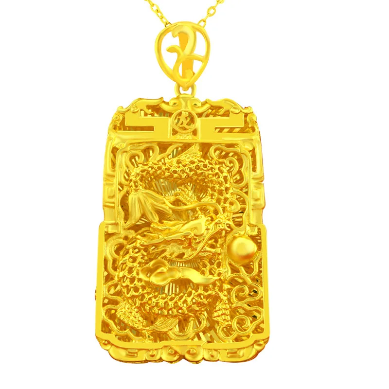 Elegant 24K Yellow Gold Rectangle Pendant For Men Brass Sand Gold Dragon Pendant Wedding Fine Jewelry Gifts Without Necklace 
Elegant 24K Yellow Gold Rectangle Pendant For Men Brass Sand Gold Dragon Pendant Wedding Fine Jewelry Gifts Without Necklace