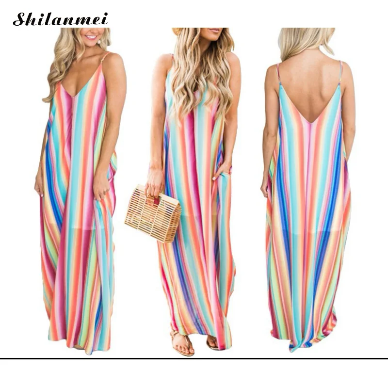 Sleeveless Long Maxi Dress Beach Loose Striped Print Dresses Women Summer Fashion Dress Night Club Party Bandage Vestido
Sleeveless Long Maxi Dress Beach Loose Striped Print Dresses Women Summer Fashion Dress Night Club Party Bandage Vestido