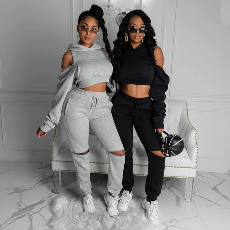 Women Sexy 2 Piece Outfits Long Sleeve Off Shoulder Hoodies Crop Top Sweatshirt Zip Hollow Jogger Pants Solid Tracksuit
Women Sexy 2 Piece Outfits Long Sleeve Off Shoulder Hoodies Crop Top Sweatshirt Zip Hollow Jogger Pants Solid Tracksuit