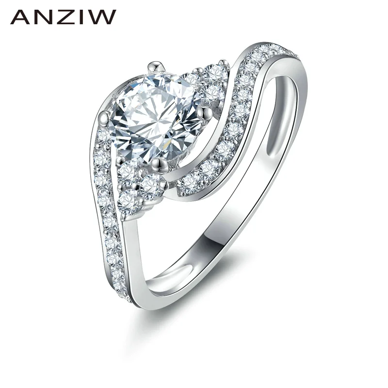 Кольцо для помолвки с круглым вырезом серебро 925 пробы|engagement ring|wedding ringsring solid |