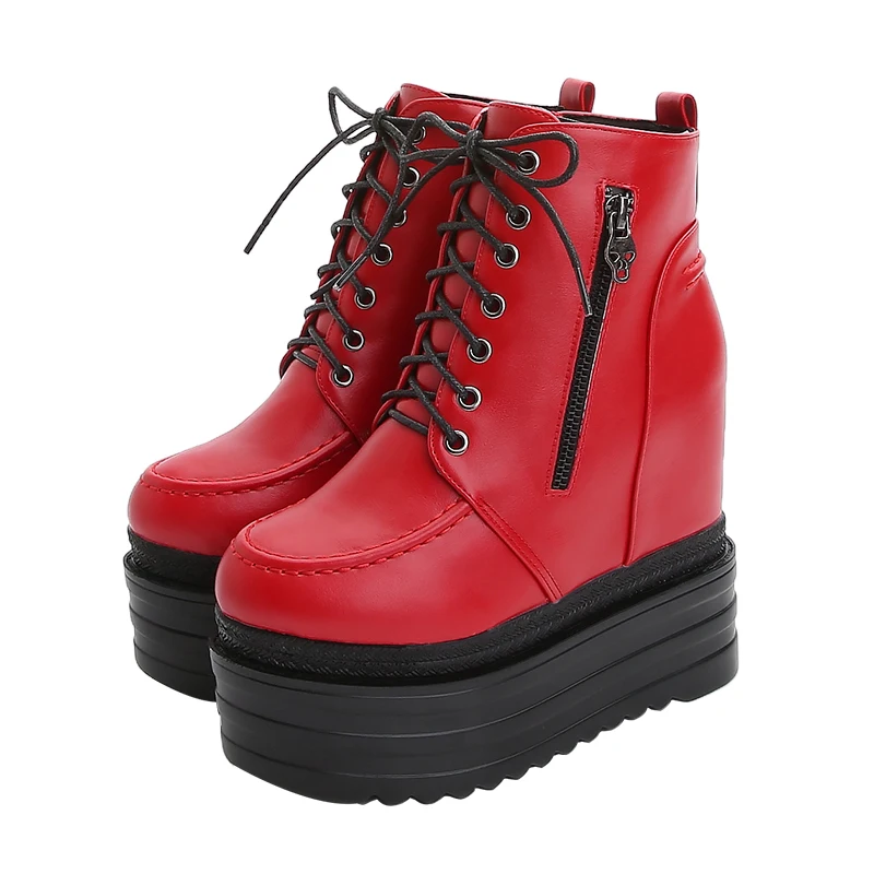 Wedge heel super high heel short boots 13 cm platform platform women's shoes autumn and winter fashion lace
Wedge heel super high heel short boots 13 cm platform platform women's shoes autumn and winter fashion lace
