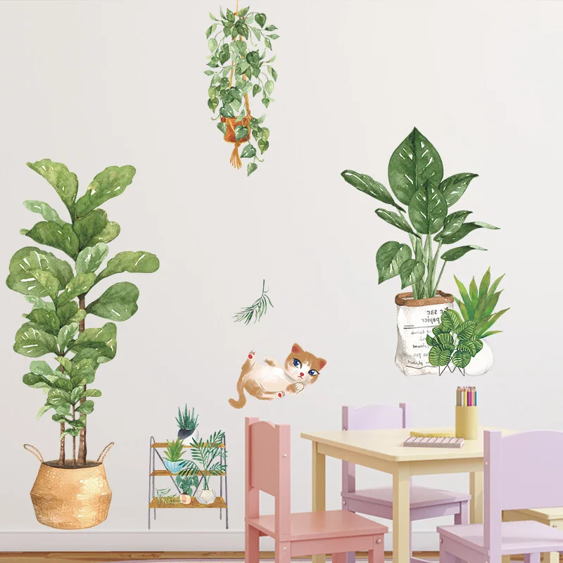 Nordic Style Green Leaf Pot Wall Stickers Living Room Bedroom Kids Rooms Wall Decor Cute Cat Wall Decals Vinyl PVC Home Decor
Nordic Style Green Leaf Pot Wall Stickers Living Room Bedroom Kids Rooms Wall Decor Cute Cat Wall Decals Vinyl PVC Home Decor