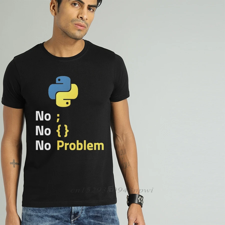 Программируемая на компьютере футболка с языком питона дизайн для