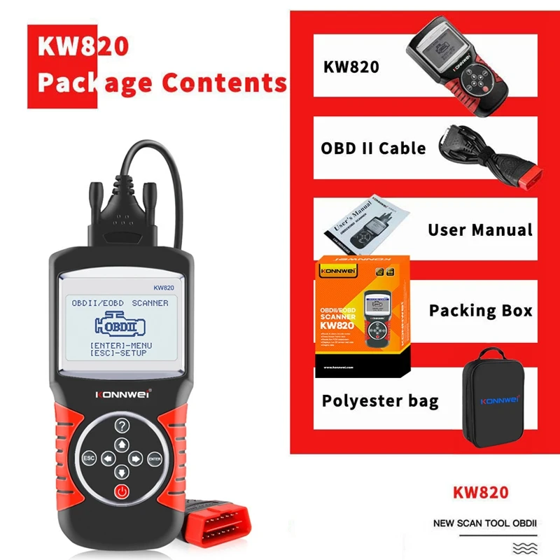 KONNWEI KW820 Car Diagnostic Tool EOBD OBD2 Vehicle Engine Code Reader Fault Scanner Tool for Cars Car Test
KONNWEI KW820 Car Diagnostic Tool EOBD OBD2 Vehicle Engine Code Reader Fault Scanner Tool for Cars Car Test