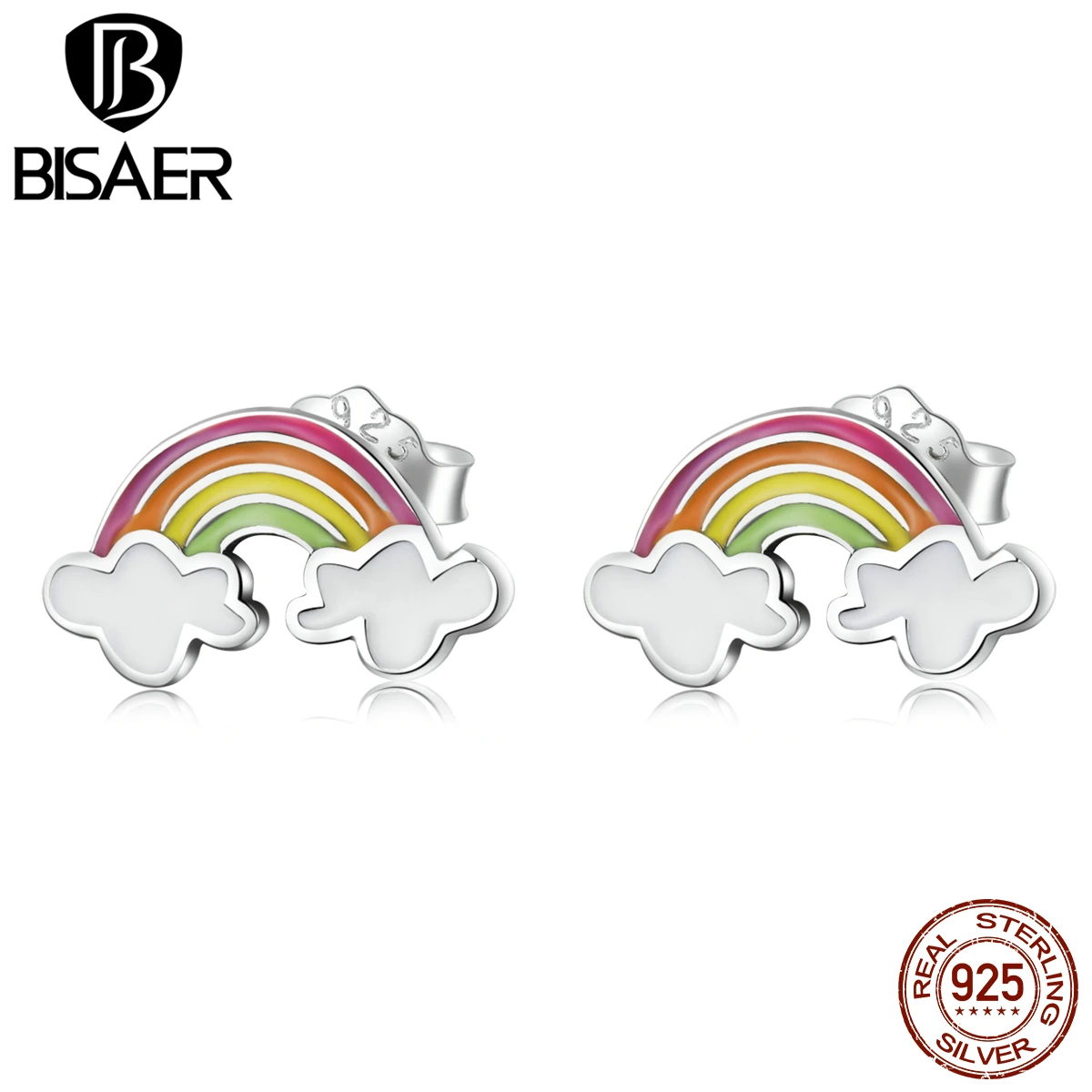 BISAER 925 Sterling Silver Earrings Cute Rainbow Cloud Original Stud Earrings For Women Silver Fine Jewelry Gift HSE1339
BISAER 925 Sterling Silver Earrings Cute Rainbow Cloud Original Stud Earrings For Women Silver Fine Jewelry Gift HSE1339