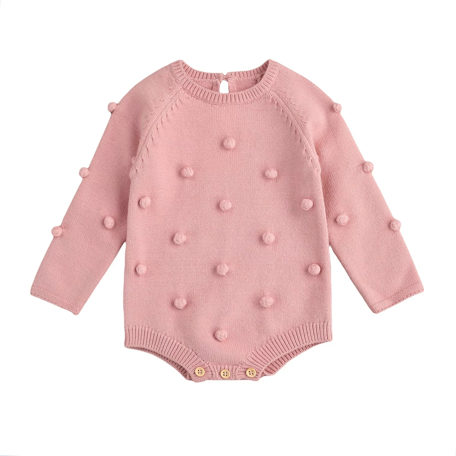 Baby Girls Knitted Short Romper with Ball Decorations, Solid Color Long Sleeve O-neck Jumpsuit for Spring, Fall
Baby Girls Knitted Short Romper with Ball Decorations, Solid Color Long Sleeve O-neck Jumpsuit for Spring, Fall