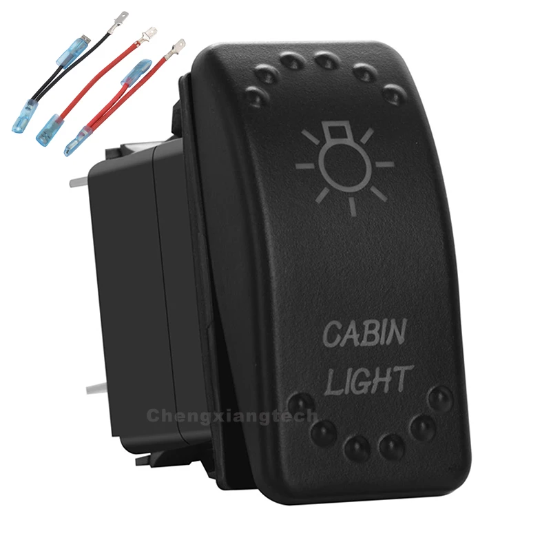 

Car Boat Green Led 5Pin On/Off SPST Rocker Switch Cabin light 20A/12V 10A/24V Overload Protection+Jumper Wires Set