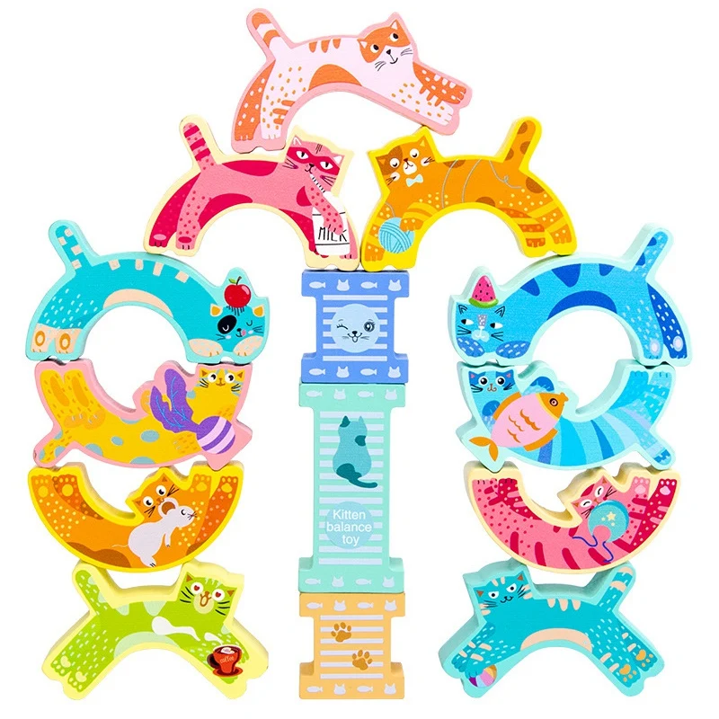 Wooden Kitten Balance Building Blocks DIY Stacking Toy Wooden Blocks Toys Kids Colorful Stacking Wood Blocks Block Toys
Wooden Kitten Balance Building Blocks DIY Stacking Toy Wooden Blocks Toys Kids Colorful Stacking Wood Blocks Block Toys