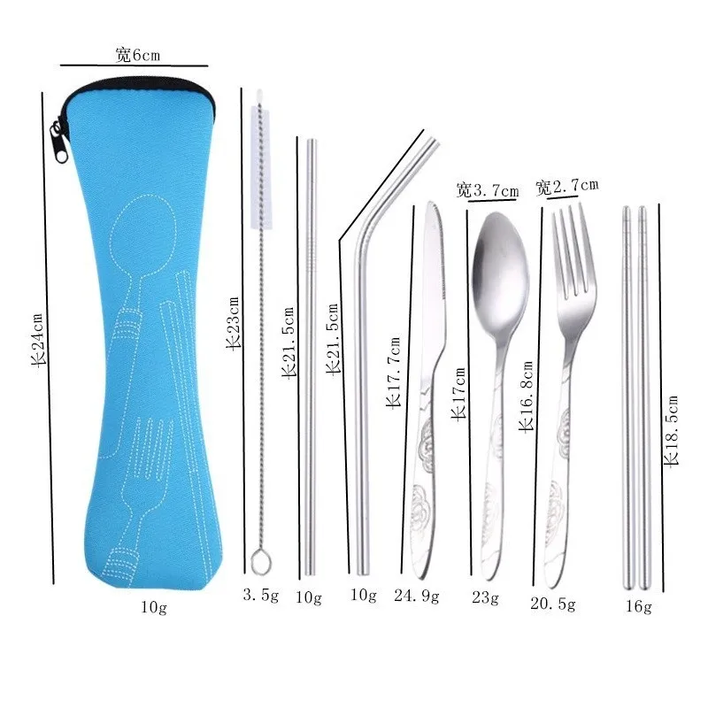200set/lot Fork Spoon Chopsticks Straw Brush Tableware Set Stainless Steel Portable for Travel Camping 7Pcs/set wholesale
200set/lot Fork Spoon Chopsticks Straw Brush Tableware Set Stainless Steel Portable for Travel Camping 7Pcs/set wholesale