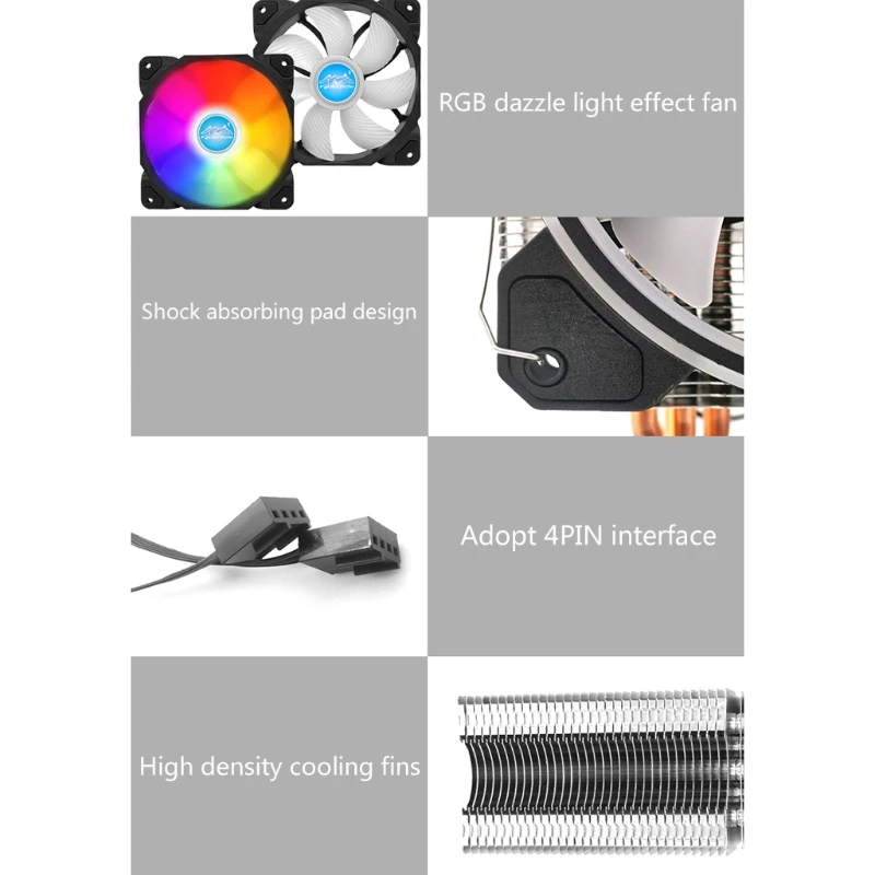 R58A CPU Cooler Colorful RGB Chassis Radiator 6 Heatpipes CPU Air Cooler 12V 4Pin PWM Fan Air Cooling for intel/amd/LGA 775
R58A CPU Cooler Colorful RGB Chassis Radiator 6 Heatpipes CPU Air Cooler 12V 4Pin PWM Fan Air Cooling for intel/amd/LGA 775