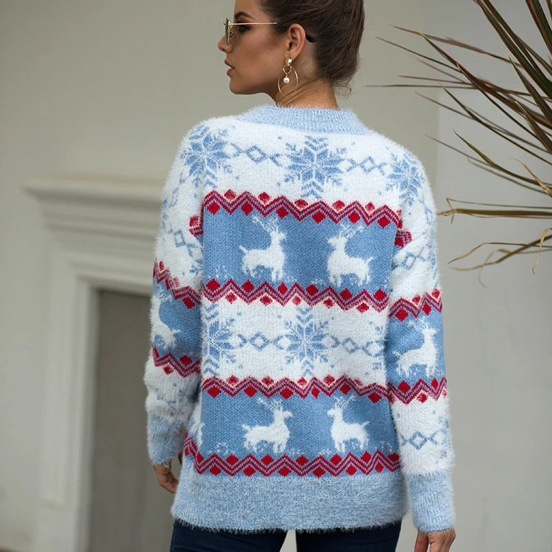 Women O Neck Fawn Print Casual Pullover Sweater Long Sleeve Snow Print Slim Pullover 2020 Winter New Fashion Office Lady Sweater
Women O Neck Fawn Print Casual Pullover Sweater Long Sleeve Snow Print Slim Pullover 2020 Winter New Fashion Office Lady Sweater