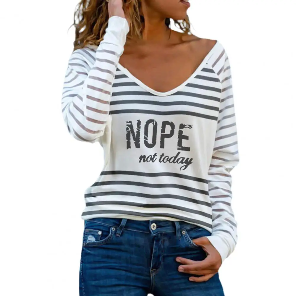 Fashion T Shirt Long Sleeve Loose Top Women Stripes Letters Print T-shirt for Spring Female Clothing
Fashion T Shirt Long Sleeve Loose Top Women Stripes Letters Print T-shirt for Spring Female Clothing