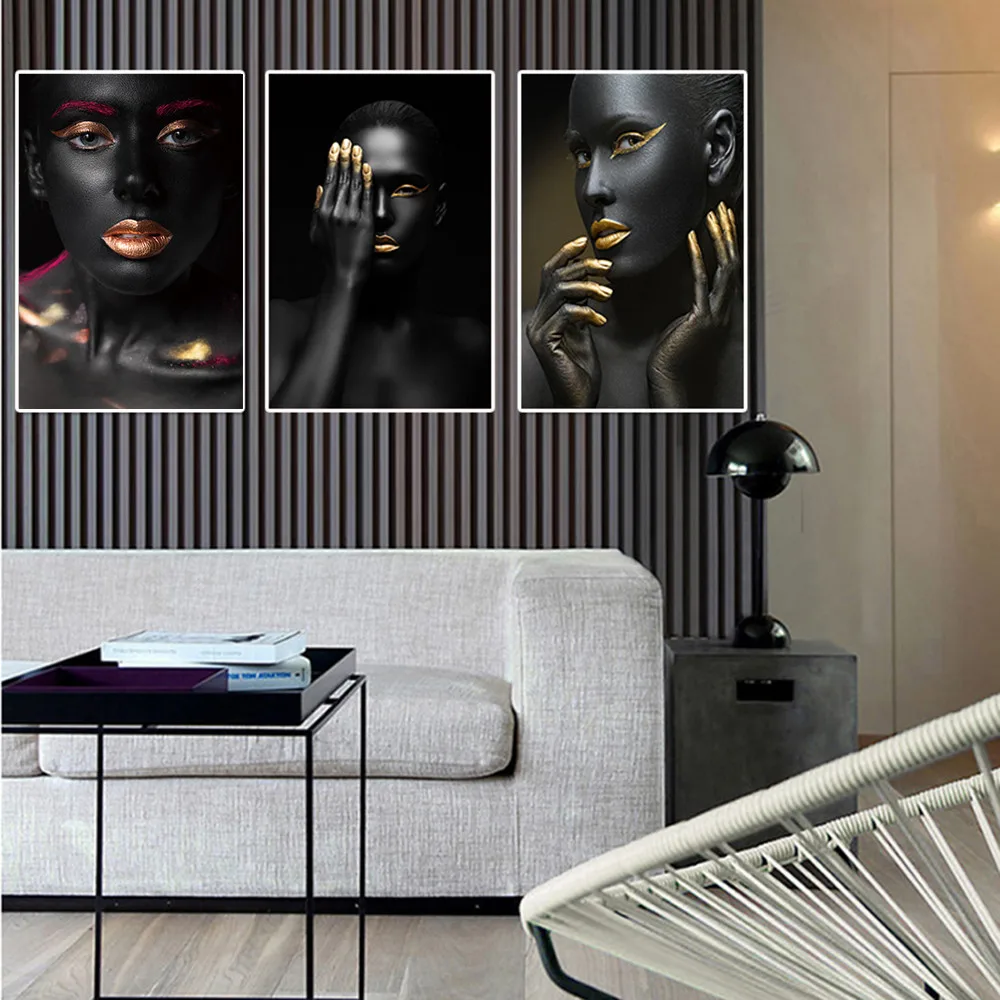 African Art Golden Fashion Sexy Black Woman Canvas Painting Posters Prints Scandinavian Wall Picture for living Room Cuadros
African Art Golden Fashion Sexy Black Woman Canvas Painting Posters Prints Scandinavian Wall Picture for living Room Cuadros