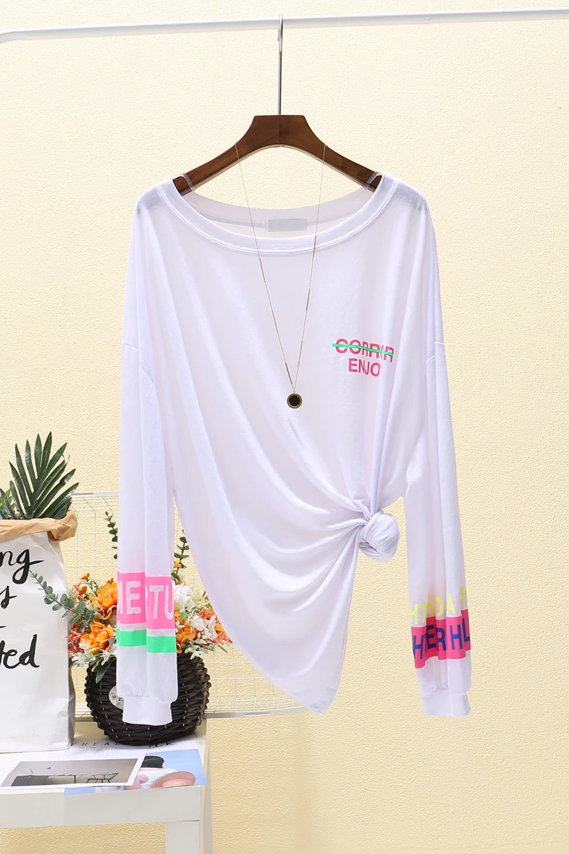 Fashionable Round Neck Long Sleeve Women T Shirt Thin Ice Silk Sun Protection Shirt Female White Casual Loose T Shirt
Fashionable Round Neck Long Sleeve Women T Shirt Thin Ice Silk Sun Protection Shirt Female White Casual Loose T Shirt