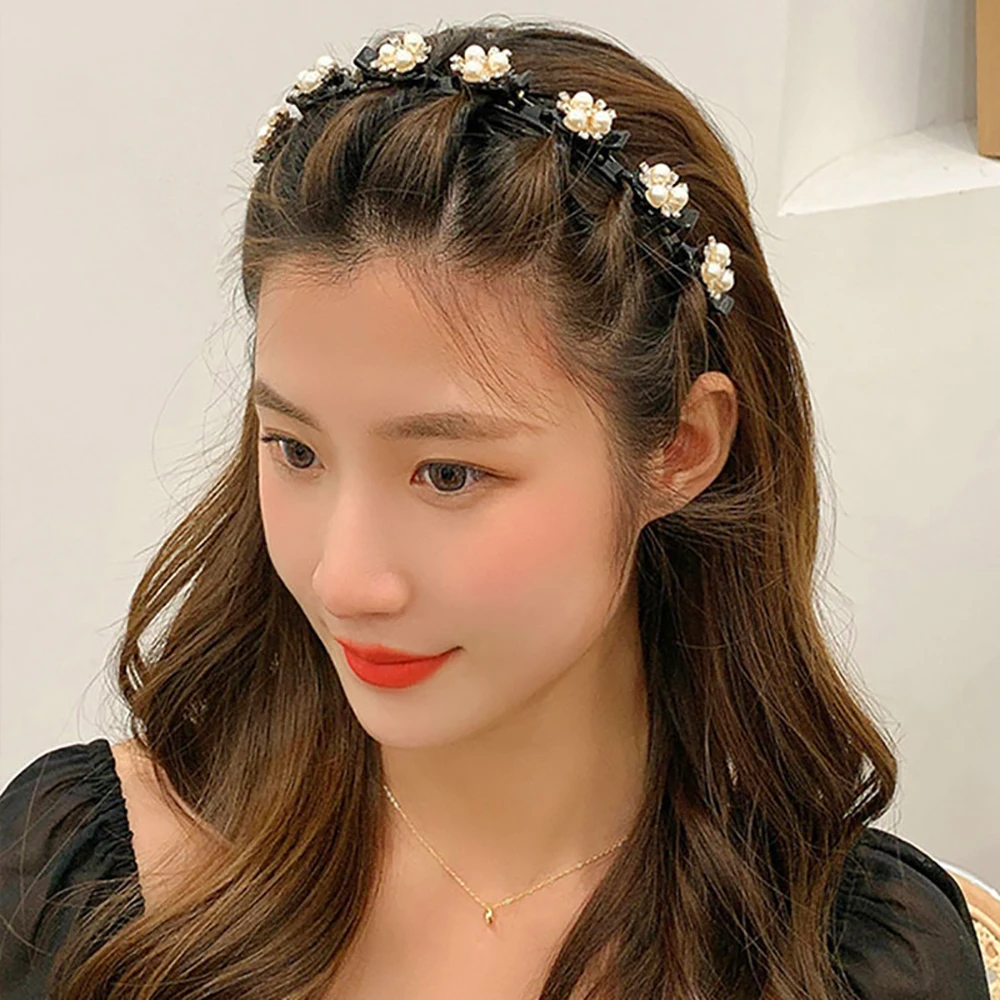 1pc Rhinestone Pearl Headbands Bangs Hairstyle Hairpin Hair Hoop Korean Braided Double Layer Twist Plait With Clips
1pc Rhinestone Pearl Headbands Bangs Hairstyle Hairpin Hair Hoop Korean Braided Double Layer Twist Plait With Clips