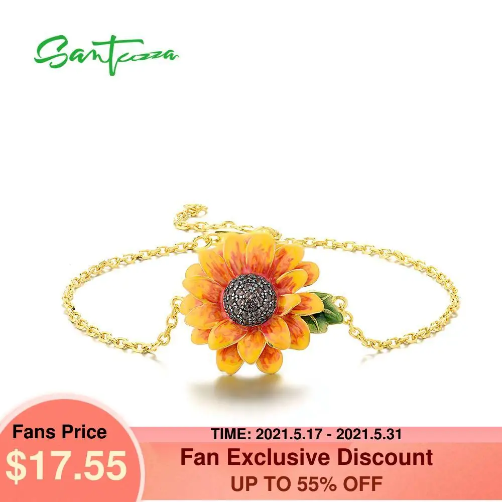 SANTUZZA Bracelet For Women Authentic 925 Sterling Silver Gold Color Delicate Sunflower Adjustable Fine Jewelry Handmade Enamel
SANTUZZA Bracelet For Women Authentic 925 Sterling Silver Gold Color Delicate Sunflower Adjustable Fine Jewelry Handmade Enamel