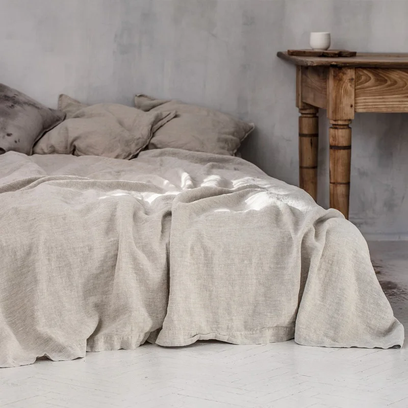 

Комплект постельного белья из натурального льна, набор простыней для плоской кровати простыни и наволочки, постельное белье из чистого Нор...