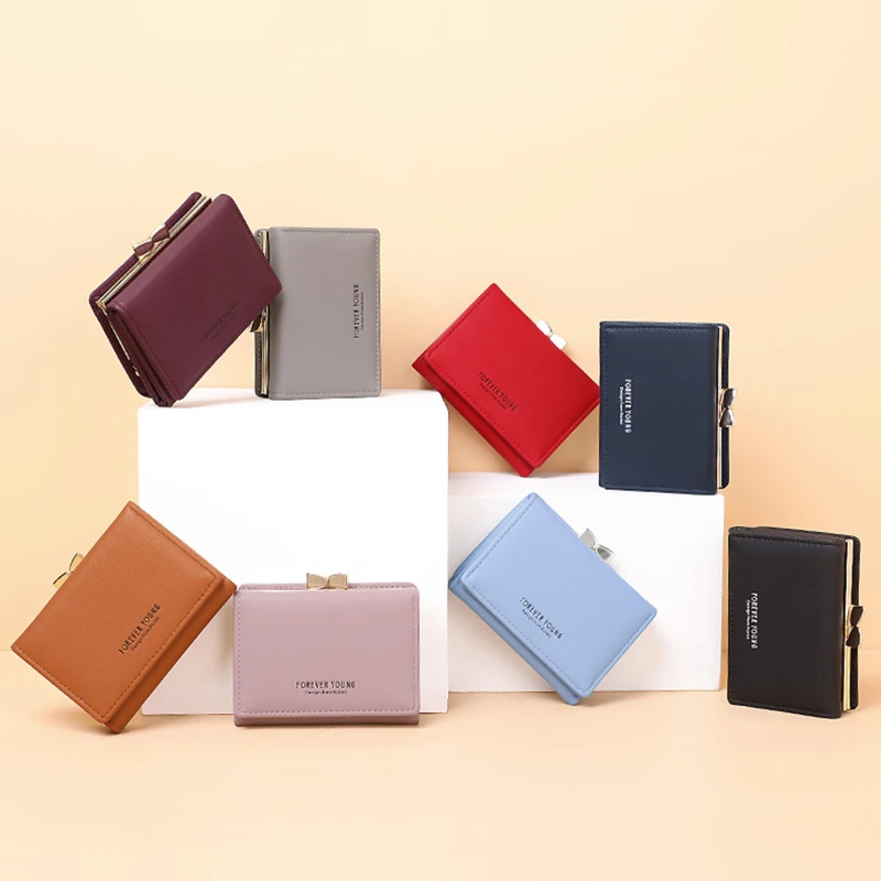 New Design Bow Hasp Decoration Small Wallets Women's Soft PU Leather Trifold Card Holder Purses Ladies Brand Designer Mini Purse 
New Design Bow Hasp Decoration Small Wallets Women's Soft PU Leather Trifold Card Holder Purses Ladies Brand Designer Mini Purse