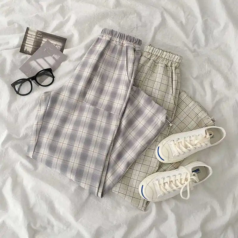 Hong Kong style high waist casual pants women's 2020 Korean version shows thin fashion trend students' elastic plaid pants in
Hong Kong style high waist casual pants women's 2020 Korean version shows thin fashion trend students' elastic plaid pants in