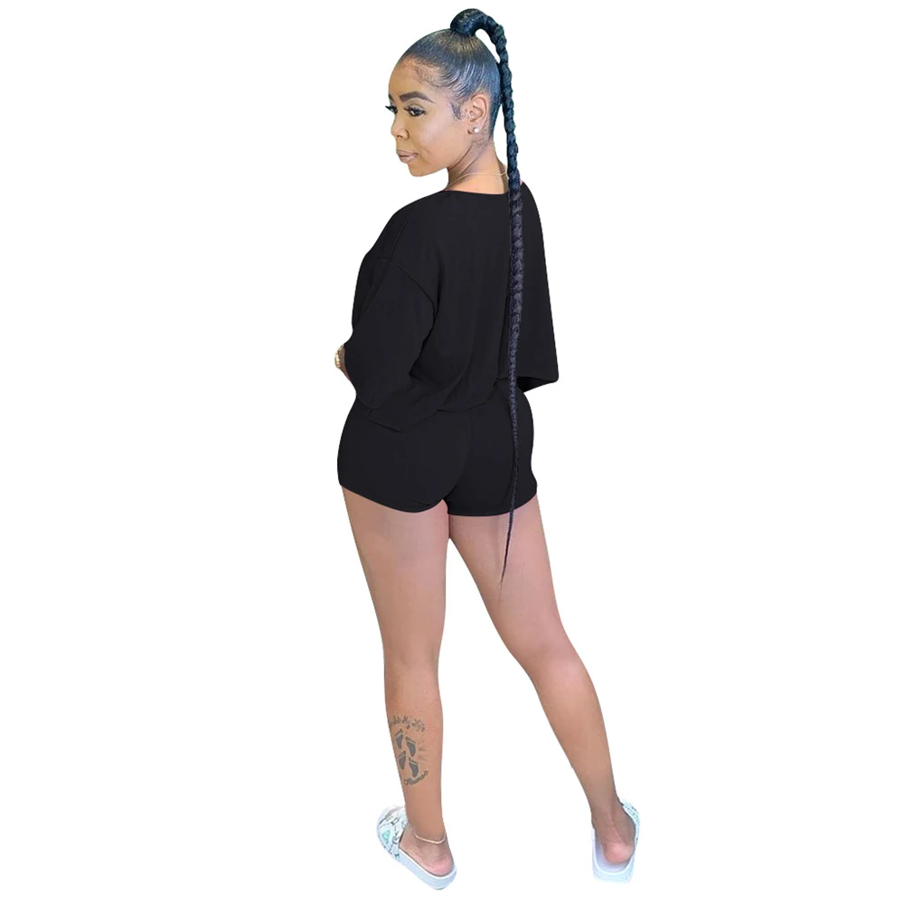 Women Casual Loose Solid Clothing Sets Lady Short Sleeve Pullover O Neck Top + High Waist Drawstring Shorts
Women Casual Loose Solid Clothing Sets Lady Short Sleeve Pullover O Neck Top + High Waist Drawstring Shorts