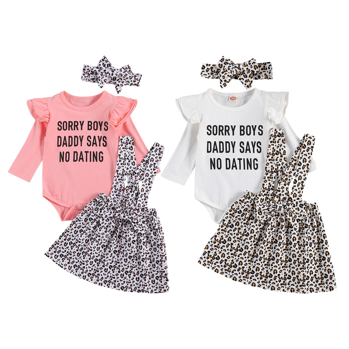 2020 Fall Baby Girls Clothing Set Children Ruffle Long Sleeve Letter Print T-shirt Top + Leopard Print Suspeder Mini Skirt 0-24M
2020 Fall Baby Girls Clothing Set Children Ruffle Long Sleeve Letter Print T-shirt Top + Leopard Print Suspeder Mini Skirt 0-24M