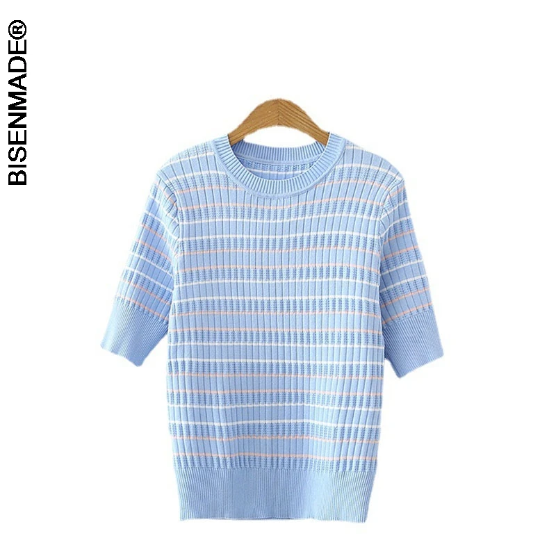 Women's Clothing T-Shirts Plus Size Summer Tees Half Sleeve Ice Silk Knitted O Neck Stripe Tops Fashion 2021
Women's Clothing T-Shirts Plus Size Summer Tees Half Sleeve Ice Silk Knitted O Neck Stripe Tops Fashion 2021