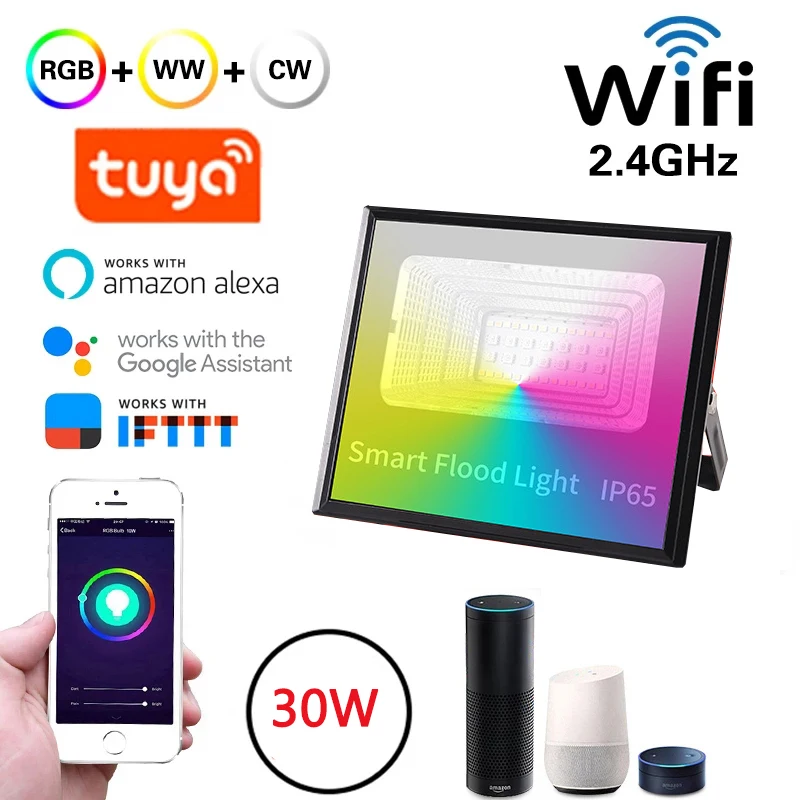 Умный прожектор RGB LED Tuya Wifi Smart Life 30 Вт, уличный светильник IP65, водонепроницаемый
Умный прожектор RGB LED Tuya Wifi Smart Life 30 Вт, уличный светильник IP65, водонепроницаемый