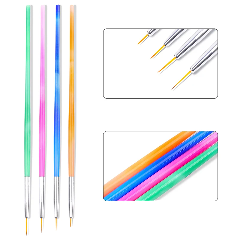 4Pcs Gradient Colorful Nail Art Brush For Liner Painting Drawing Carving Pen Professional UV Gel Manicure Tools Set
4Pcs Gradient Colorful Nail Art Brush For Liner Painting Drawing Carving Pen Professional UV Gel Manicure Tools Set