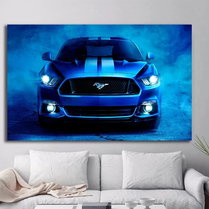 Картины, настенное искусство Fords Mustang Supercar, синие картины на холсте, фотообои для спальни, украшение для дома 
Картины, настенное искусство Fords Mustang Supercar, синие картины на холсте, фотообои для спальни, украшение для дома