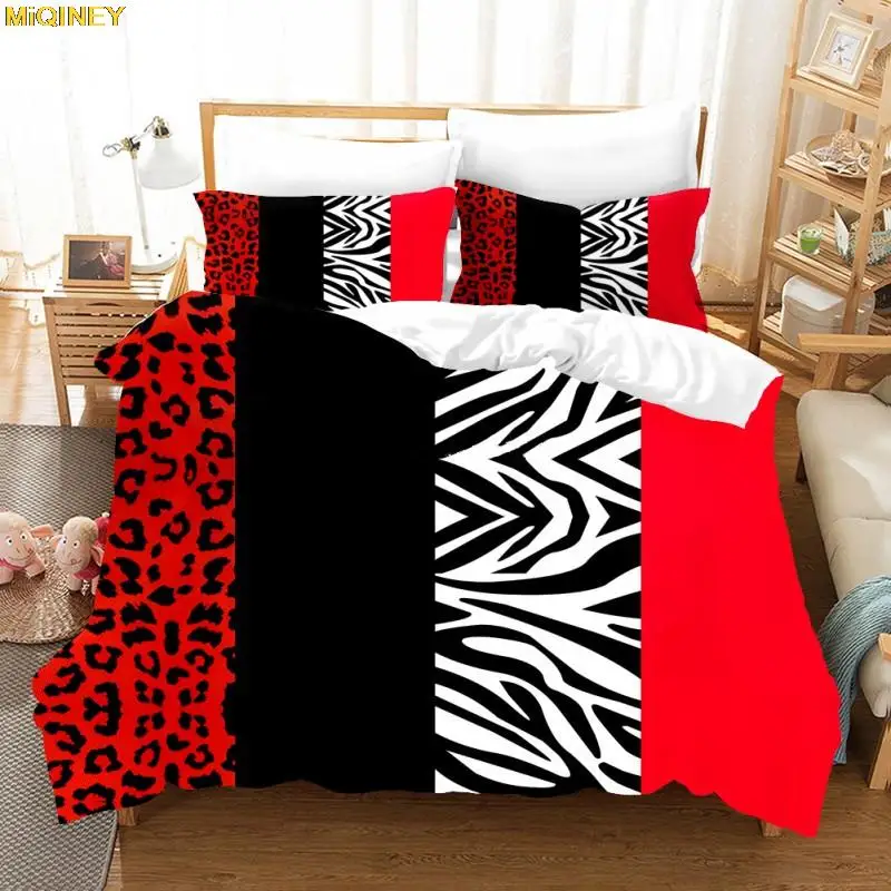 

MiQINEY Zebra Leopard Red Black Bedding Set Duvet Cover Sets Comforter Bed Linen Twin Queen King Single Size Dropship