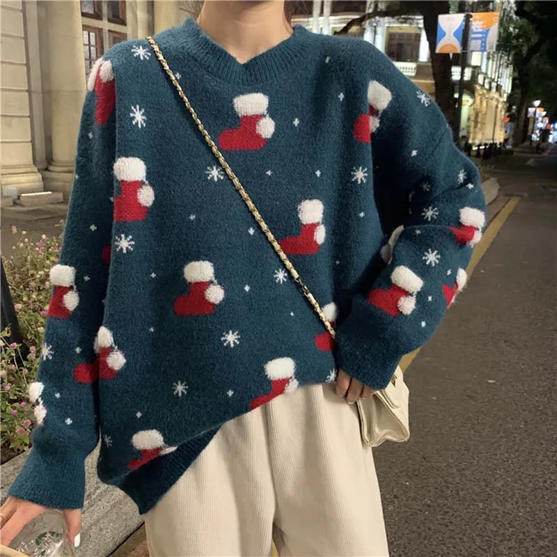 2020 Autumn Winter Christmas New Loose Retro Korean All-Match Knit O-Neck Color Matching Printed Camouflage Sweater
2020 Autumn Winter Christmas New Loose Retro Korean All-Match Knit O-Neck Color Matching Printed Camouflage Sweater