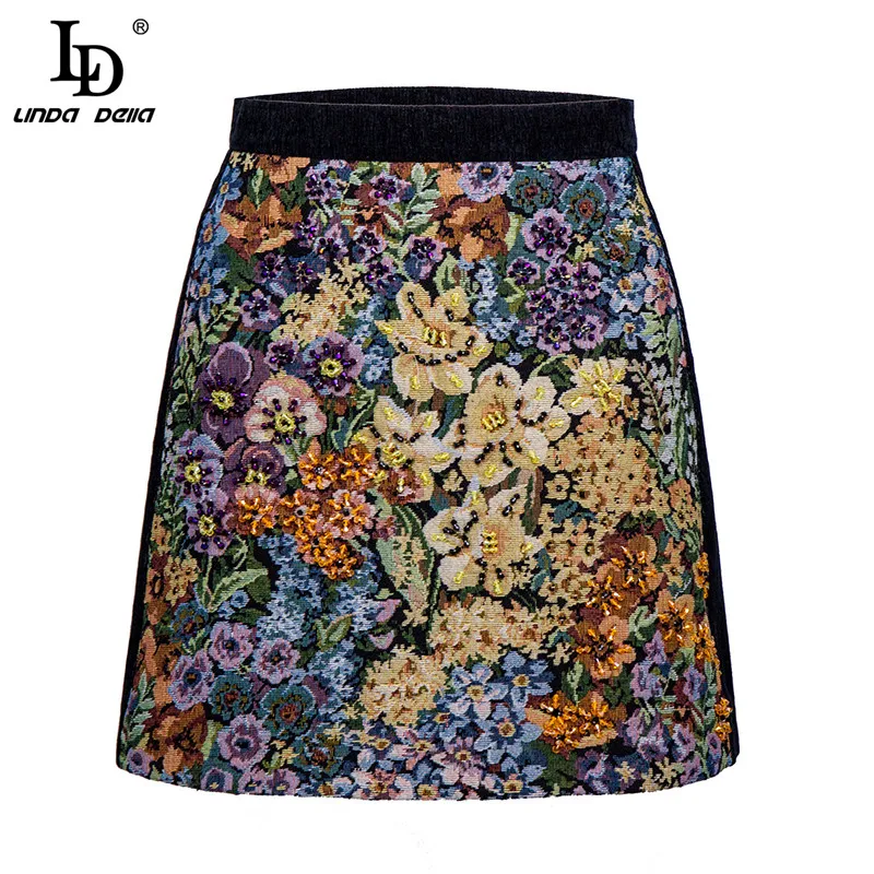 LD LINDA DELLA 2021 Fashion Runway Summer Short Jacquard Skirts Women's High waist Beaded Flower Print Vintage A-Line Mini Skirt
LD LINDA DELLA 2021 Fashion Runway Summer Short Jacquard Skirts Women's High waist Beaded Flower Print Vintage A-Line Mini Skirt