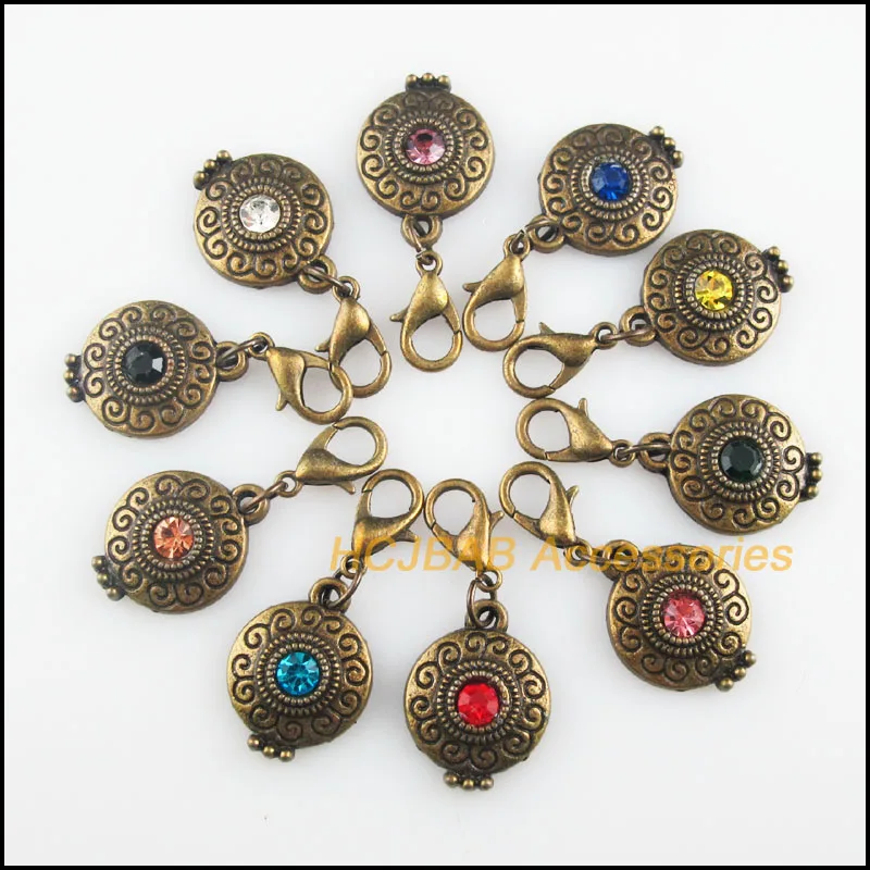10Pcs Antiqued Bronze Tone Flower Retro Mixed Round Crystal 14x18.5mm With Lobster Claw Clasps Charms
10Pcs Antiqued Bronze Tone Flower Retro Mixed Round Crystal 14x18.5mm With Lobster Claw Clasps Charms