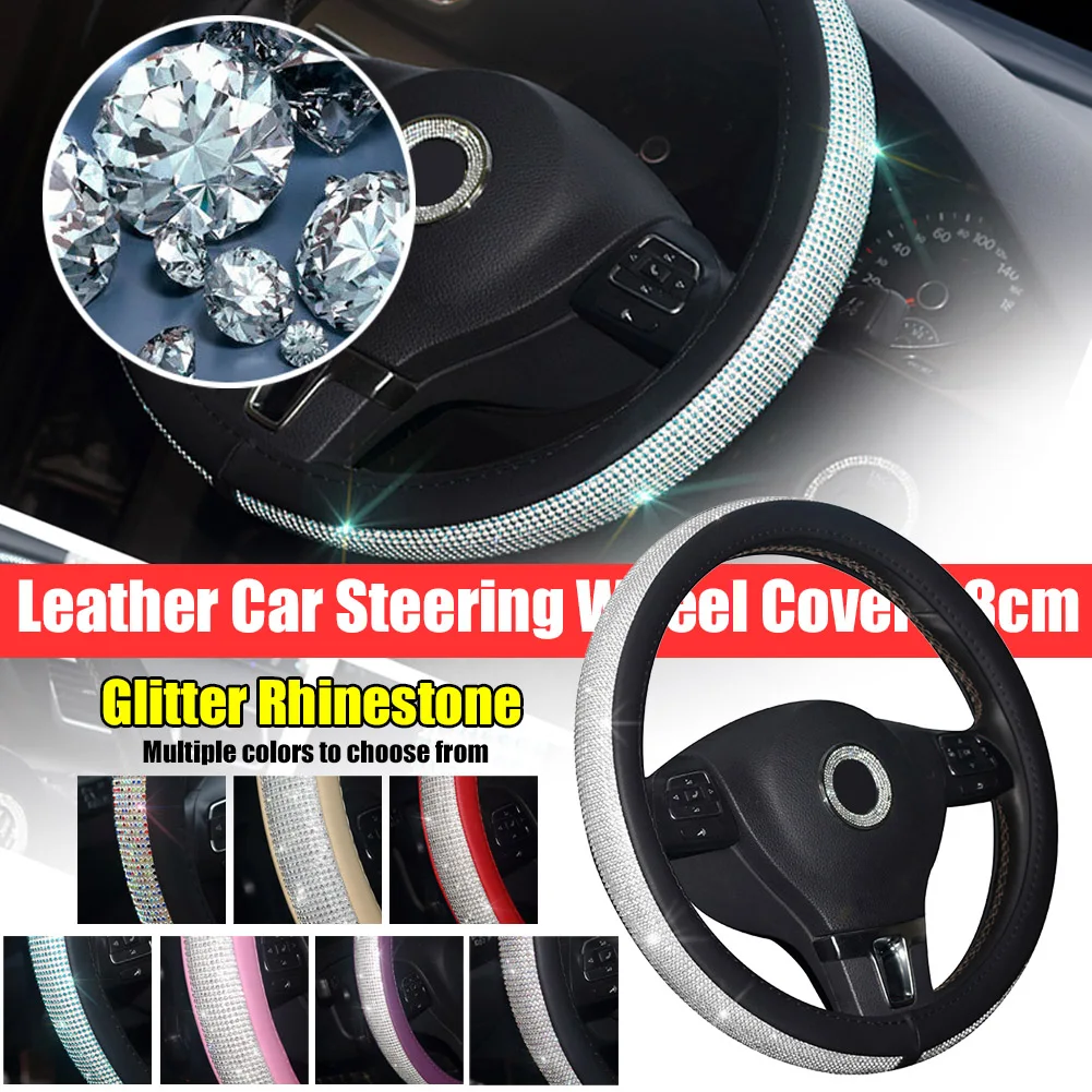 Leather Car Steering Wheel Cover 38cm Glitter Rhinestone For Girl Lady Interior Accessories
Leather Car Steering Wheel Cover 38cm Glitter Rhinestone For Girl Lady Interior Accessories