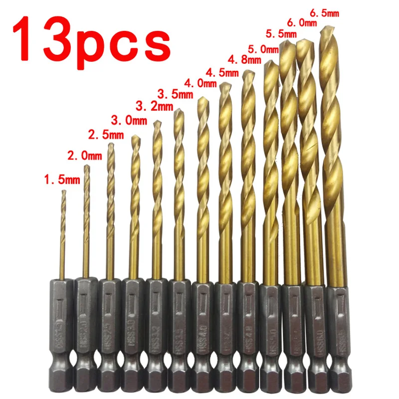 High quality 13pcs HSS hexagonal handle 6.35 mm twist drill electric screwdriver bit 1.5 - 6.5
High quality 13pcs HSS hexagonal handle 6.35 mm twist drill electric screwdriver bit 1.5 - 6.5