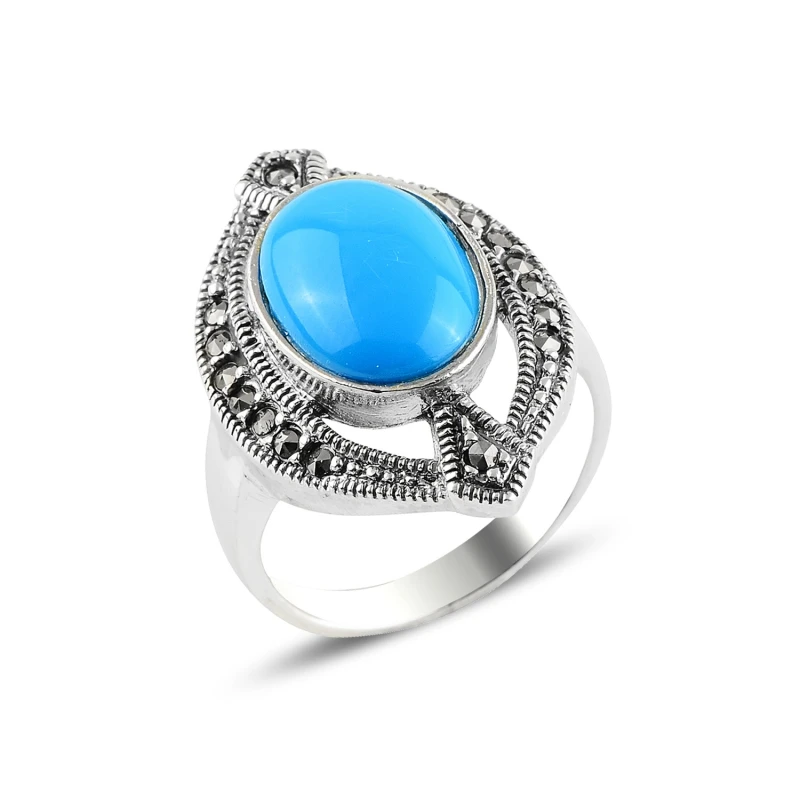 

Silverlina Silver Turquoise & Marcasite Ring