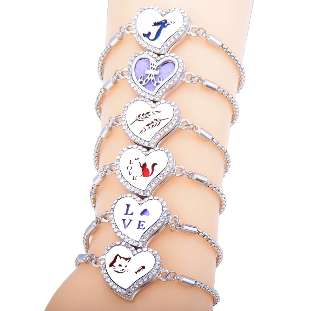 Aromatherapy Bracelet Diffuser Locket Heart shape Adjustable Perfume Essential Oil Diffuser Bracelet Crystal Magnetic for Women
Aromatherapy Bracelet Diffuser Locket Heart shape Adjustable Perfume Essential Oil Diffuser Bracelet Crystal Magnetic for Women