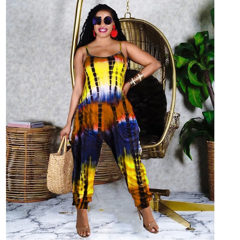 Women's jumpsuit2021 summer fashion hot sale tie-dye printing sexy loose sling pocket one-piece trousers with pockets
Women's jumpsuit2021 summer fashion hot sale tie-dye printing sexy loose sling pocket one-piece trousers with pockets