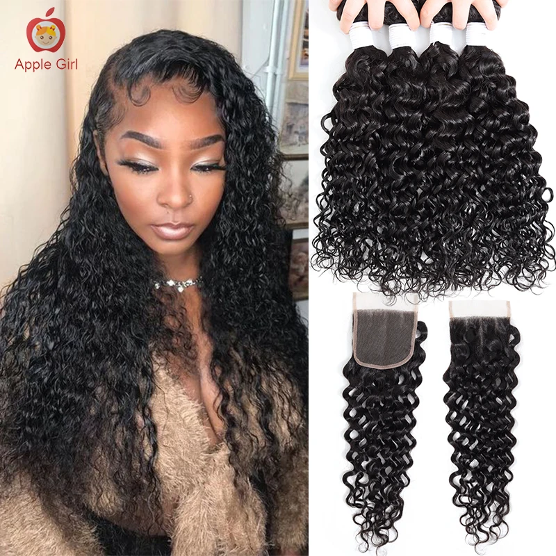 Transparent Lace Closure With Bundles 30 Inch 3 or 4 Water Wave Bundles With Closure Brazilian Remy Human Hair Applegirl
Transparent Lace Closure With Bundles 30 Inch 3 or 4 Water Wave Bundles With Closure Brazilian Remy Human Hair Applegirl