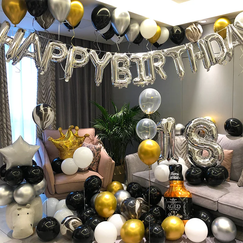 Glossy Metal Birthday Party Balloon Set DIY Creative Metal Balloons Golden Silver Surprise Party Ceative Background Decoration
Glossy Metal Birthday Party Balloon Set DIY Creative Metal Balloons Golden Silver Surprise Party Ceative Background Decoration