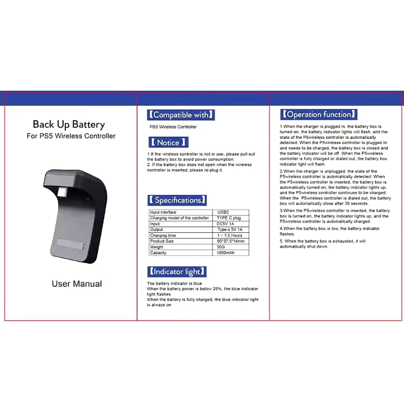 Changing Kit For PS5 Battery For PS5 Controller Rechargeable Battery PackCharger M5TE
Changing Kit For PS5 Battery For PS5 Controller Rechargeable Battery PackCharger M5TE