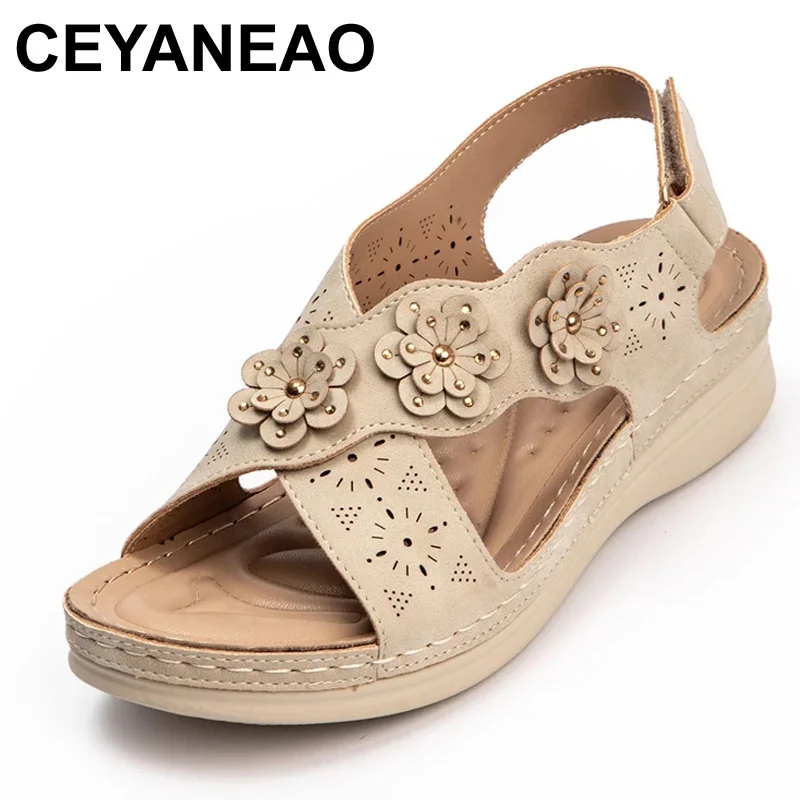 Сандалии CEYANEAO женские на плоской платформе, повседневные Босоножки с открытым носком, на танкетке, с цветами, с пряжкой, гладиаторы
Сандалии CEYANEAO женские на плоской платформе, повседневные Босоножки с открытым носком, на танкетке, с цветами, с пряжкой, гладиаторы