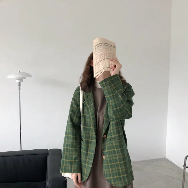 Alien Kitty Chic Brief All Match Green Plaid Vintage Streetwear Feminine Retro Loose Office Lady Casual Stylish Women Blazers
Alien Kitty Chic Brief All Match Green Plaid Vintage Streetwear Feminine Retro Loose Office Lady Casual Stylish Women Blazers