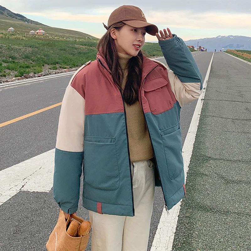 2021 Winter Thick Women Jacket Turn Down Collar Casual Cotton Padded Parkas Outwear Harajuku Patchwork Warm Oversized Short Coat
2021 Winter Thick Women Jacket Turn Down Collar Casual Cotton Padded Parkas Outwear Harajuku Patchwork Warm Oversized Short Coat