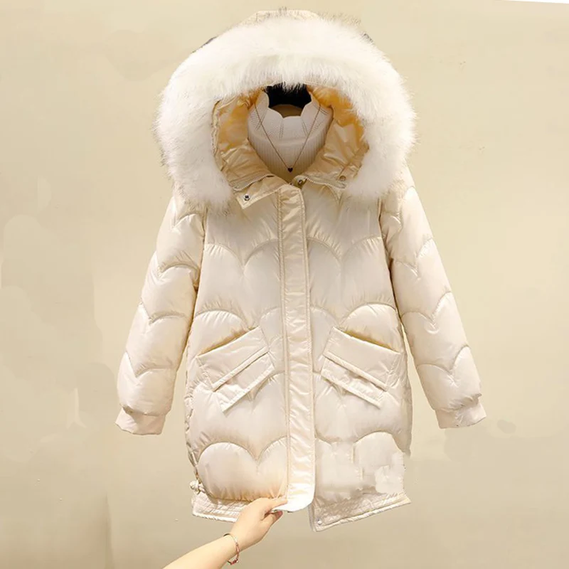 2022 Winter Waterproof Glossy Padded Jacket Women Mid-length Fur Collar Loose Wash-Free Thick Large Fur Parka Women
2022 Winter Waterproof Glossy Padded Jacket Women Mid-length Fur Collar Loose Wash-Free Thick Large Fur Parka Women