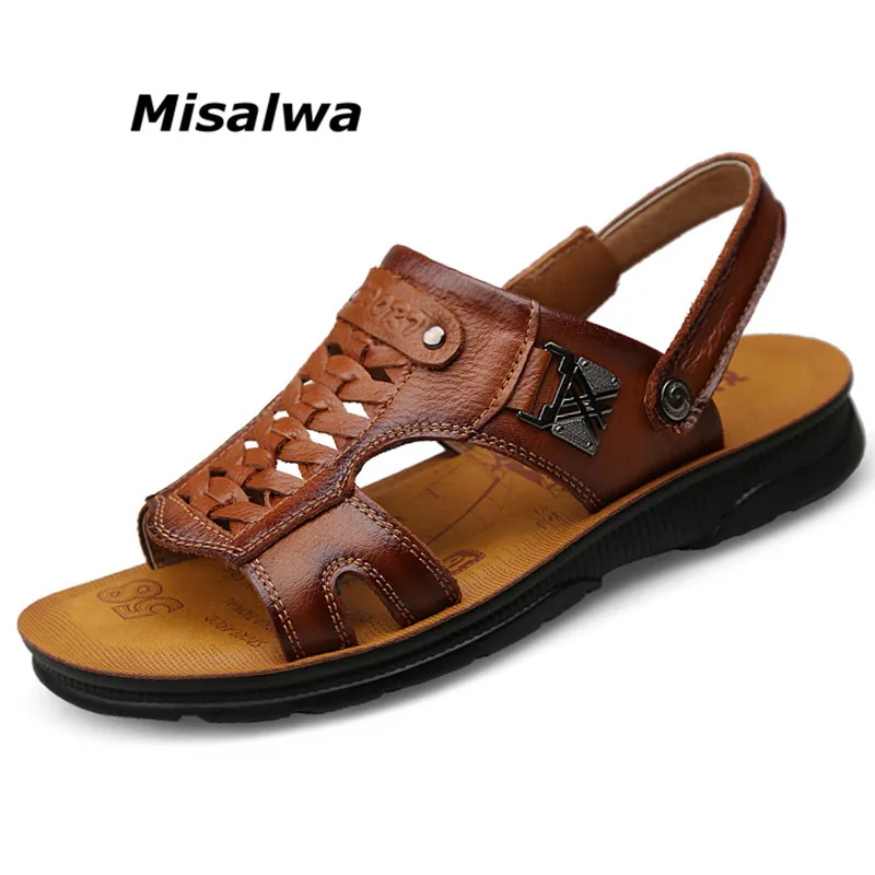 Misalwa Genuine Leather Men Sandals High Quality Soft Father Shoes Summer Casual Beach Slippers Male Flat Shoes
Misalwa Genuine Leather Men Sandals High Quality Soft Father Shoes Summer Casual Beach Slippers Male Flat Shoes